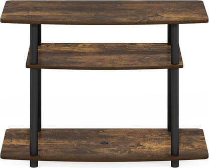 Furinno Turn-N-Tube TV Stand, 3-Tier No Tools Entertainment Center, TV Console for TV up to 32 Inch, for Living Room, Bedroom, Amber Pine