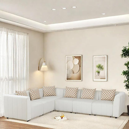 Sectional Couches for Living Room, Loveseat Sofa Comfy Cloud Couch with Deep Seats, Lounge Modern Living Room Furniture for Bedroom & Office, White