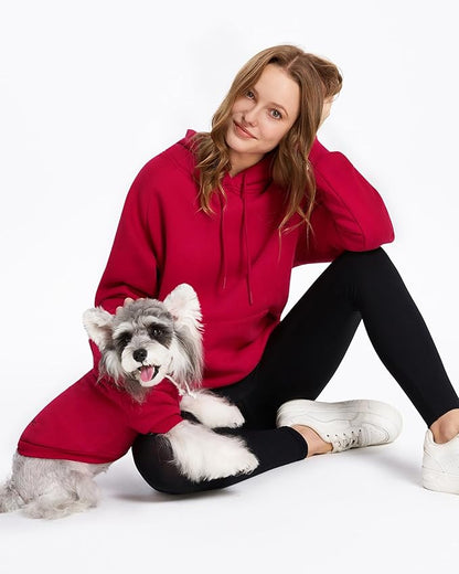 XPUDAC Matching Hoodie for Dogs and Humans Womens Hoodie Oversized Fleece Sweatshirts Long Sleeve Sweaters Pullover Fall Winter Clothes with Pocket, Red, Medium