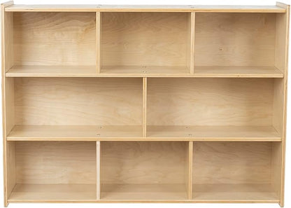Birch Cubby Storage Organizer Bookcase, 3-Tier Open Shelves, 8-Cube Storage Organizer Display Shelf for Montessori, Kids Room, School, 34" H