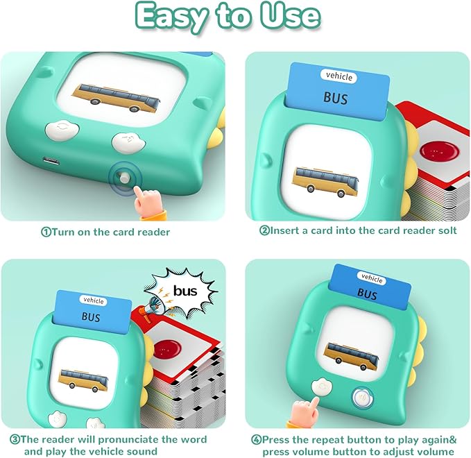 Kidzdo Talking Flashcards for Toddlers, 560 English Sight Words Educational Toy, Pocket Speech Therapy Toys, Autism Sensory Toys for Kids 1-6, Birthday Xmas Gift for Boys