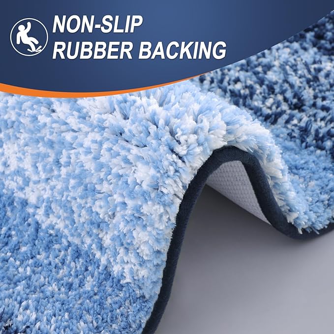 OLANLY Bathroom Runner Rugs 47x20, Extra Soft Absorbent Microfiber Bath Rugs, Rubber Backing, Quick Dry, Machine Washable Bath Mats for Bathroom Floor, Tub and Shower, Home Decor Accessories, Navy