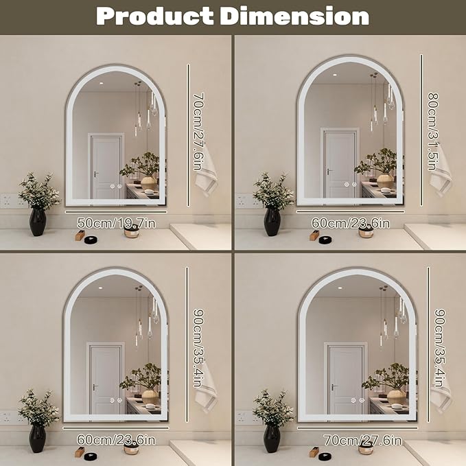 Simple Deluxe 28x36 inch Arched Mirror for Bathroom Vanity Mirror or Wall Decor, Arch Mirror Brushed Metal Frame, Wall Mounted Mirror for Bathroom LivingRoom Bedroom Entryway(28''×36'')