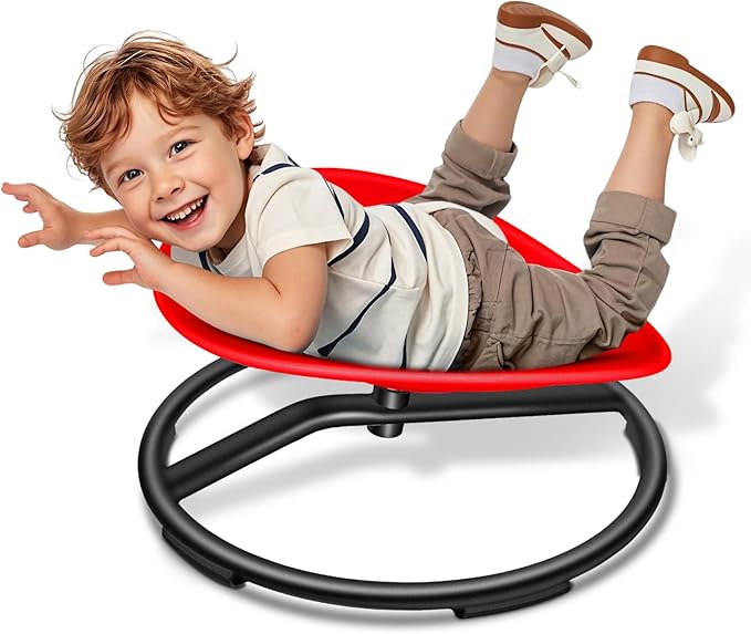 Spinning Chair for Autistic Kids, Sensory Swivel Chair, 220LBS Weight Capacity, Sensory Toy for Children with ADHD/Autism, Training Body Coordination, 3+ Years (Red)