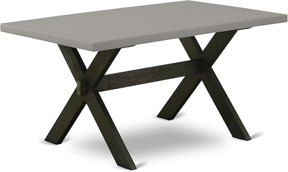 East West Furniture X696AB106-5 5 Piece Modern Dining Table Set Includes a Rectangle Wooden Table with X-Legs and 4 Shitake Linen Fabric Upholstered Parson Chairs, 36x60 Inch, Multi-Color