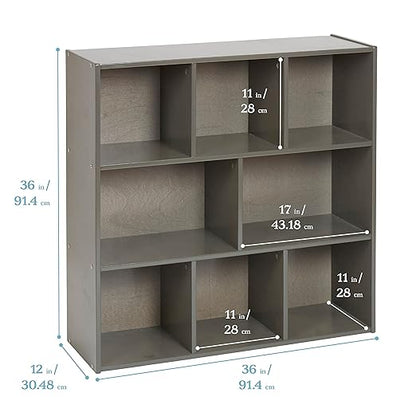 ECR4Kids Streamline 8-Compartment Storage Cabinet, 36in, Classroom Furniture, Grey Wash