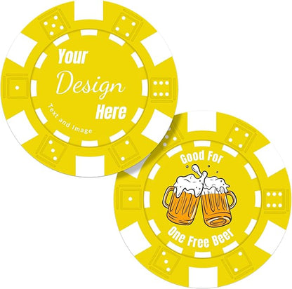 50 Custom Poker Chips,Personalized with Your Logo Image or Text,11.5g Clay Casino Chips for Events or Gifts