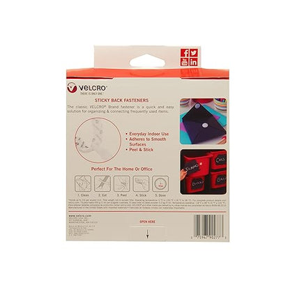 VELCRO Brand - Sticky Back Hook and Loop Fasteners – Peel and Stick Permanent Adhesive Tape Keeps Classrooms, Home, and Offices Organized – Cut-to-Length Roll | 15ft x 3/4in Tape | White