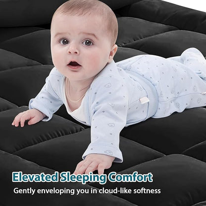 CYMULA King Size Mattress Topper - Extra Thick Cooling Mattress Pad Cover for Back Pain - Soft Mattress Protector Firm Bed Topper Pillow Top with 8-21 Inch Deep Pocket 3D Snow Down Alternative Fill