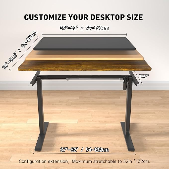 Standing Desk Frame, Electric Adjustable Legs with Memory Presets, Stand Up Desk Frame Workstation, with Cable Management Tray, Headphone Hook, Caster Wheels, for Home Office