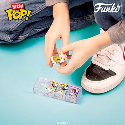 Funko Bitty POP! Disney - Mickey, 4-Pack - Mickey Mouse, Minnie Mouse (Pink Dress), Pluto and A Surprise Mystery Mini Figure - 0.9 Inch (2.2 Cm) Collectable - Stackable Display Shelf Included
