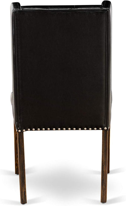 East West Furniture X727FO749-9 9 Piece Dining Room Furniture Set Includes a Rectangle Dining Table with X-Legs and 8 Black Faux Leather Parsons Chairs, 40x72 Inch, Multi-Color