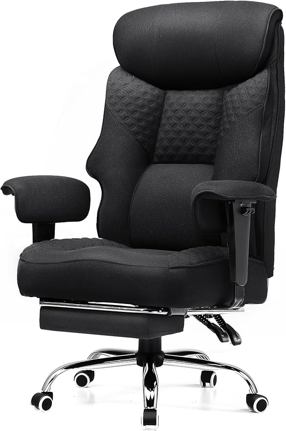 GTRACING Big and Tall Office Chair 400LBS Wide Ergonomic Fabric Deluxe Embossing Designed Gaming Chair with Foot Rest,150°Reclining Adjustable Armrests Pocket Spring Back Support and Pillow