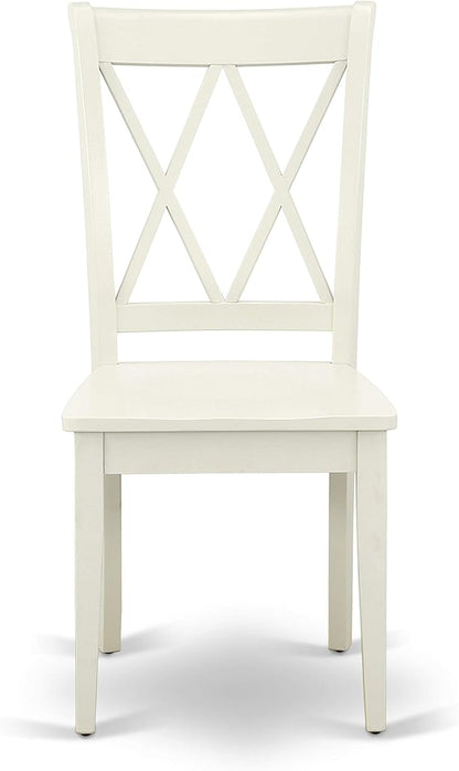 East West Furniture DOCL9-LWH-W 9 Piece Dining Table Set Includes a Rectangle Dinner Table with Butterfly Leaf and 8 Dining Room Chairs, 42x78 Inch, Linen White