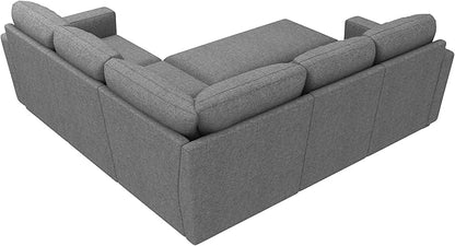 HONBAY Sectional Sleeper Sofa with Pull Out Bed, L Shaped Couch with Storage Seat, Modular Sectional Couches for Living Room, Dark Grey