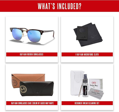 Ray-Ban RB3016 CLUBMASTER Sunglasses For Men For Women +BUNDLE with ACCESSORY EYEWEAR KIT