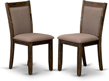 East West Furniture V797MZ748-5 5 Piece Modern Dining Table Set Includes a Rectangle Wooden Table with V-Legs and 4 Coffee Linen Fabric Upholstered Chairs, 40x72 Inch, Multi-Color