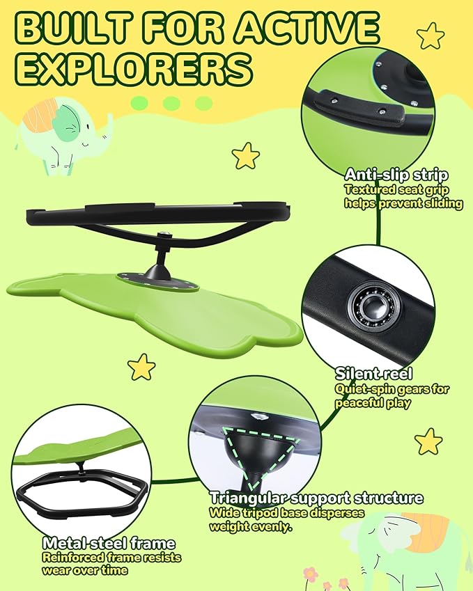 21" L × 19" W Spinning Chair for Autistic Kids, Sensory Toys for Kids with Autism, Sit and Spin, Toddlers & ADHD Children, Sensory Products Swivel Chair, Light Green
