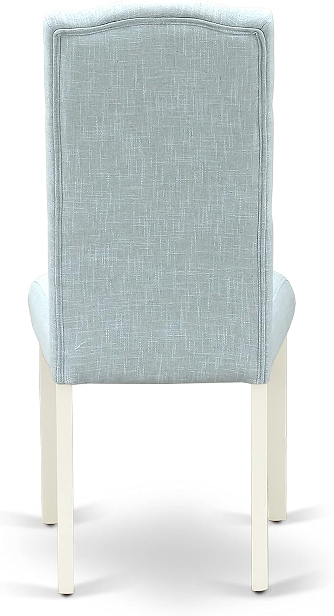 East West Furniture DOCE7-LWH-15 7 Piece Kitchen Table & Chairs Set Consist of a Rectangle Butterfly Leaf Dining Table and 6 Baby Blue Linen Fabric Parson Chairs, 42x78 Inch, Linen White