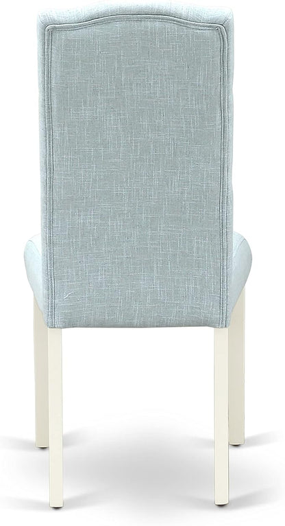 East West Furniture X077CE215-5 5 Piece Dining Table Set for 4 Includes a Rectangle Kitchen Table with X-Legs and 4 Baby Blue Linen Fabric Parson Dining Chairs, 40x72 Inch, Multi-Color