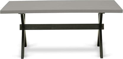East West Furniture X697AB106-7 7 Piece Kitchen Table Set Consist of a Rectangle Dining Table with X-Legs and 6 Shitake Linen Fabric Parson Dining Chairs, 40x72 Inch, Multi-Color