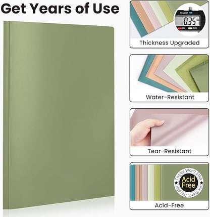Sooez Folders with Pockets and Prong, 6 Pack, Green Colors, File Folders with Prongs, 2 Pocket Folders Bulk, Plastic Folder for School College Supplies, Aesthetic Nursing Cute School Supplies