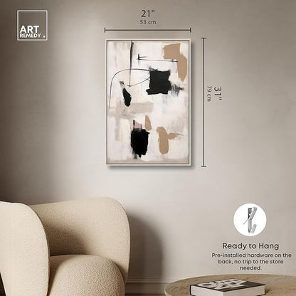 Art Remedy Strings in Abstraction Canvas Muted Abstract Wall Art, Silver Frame, 20" x 30"