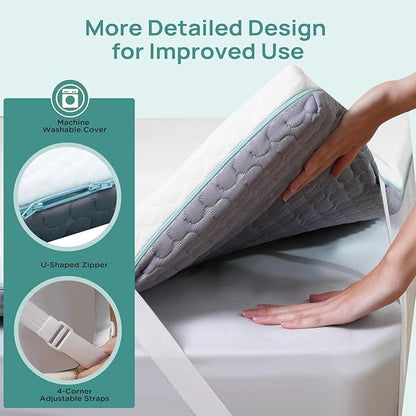 3 Inch Firm Mattress Topper King Size, Memory Foam Bed Topper with Soft & Firm Options for Back Pain Relief, Mattress Topper with 2-Sided Cover, Ergonomic 5-Zone Design, CertiPUR Certified