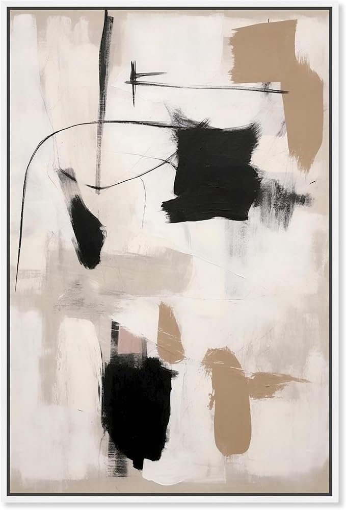 Art Remedy Strings in Abstraction Canvas Muted Abstract Wall Art, White Frame, 16" x 24"