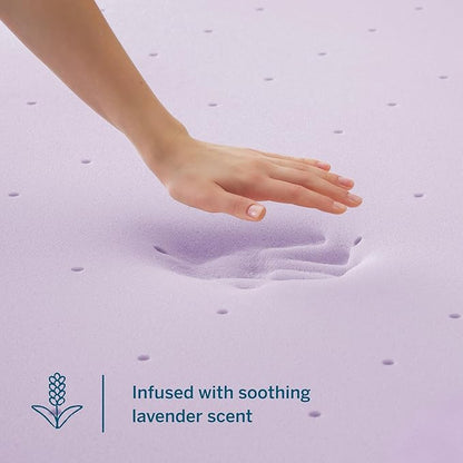 Lucid 4 Inch Lavender Infused Memory Foam Mattress Topper - Ventilated Design – Pressure Relieving Bed Topper - Mattress Pad – CertiPur Certified - California King Size