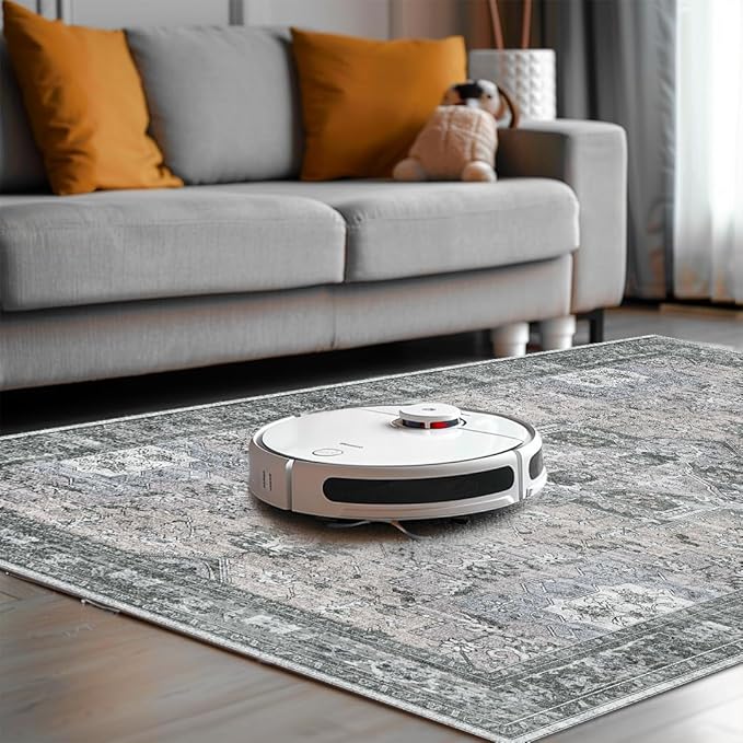 Muddy Mat짰 Blue Bell 2x7 Washable Area Rugs for Living Room, Bedroom & Dining Room ??Modern Soft Low Pile Non Slip Carpet ??Pet Friendly Waterproof Foldable Rugs for Home