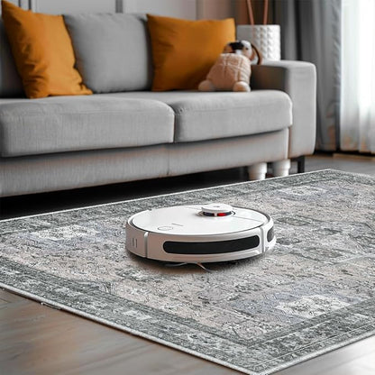Muddy Mat짰 Blue Bell 2x7 Washable Area Rugs for Living Room, Bedroom & Dining Room ??Modern Soft Low Pile Non Slip Carpet ??Pet Friendly Waterproof Foldable Rugs for Home