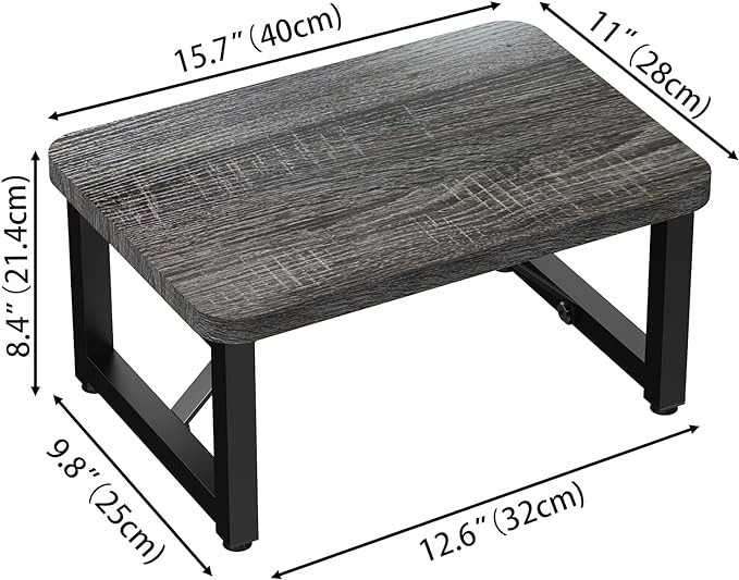 One Step Stool, Wooden Foot Stool for Adults, Small Stepping Stool for Bed and Closet, Heavy Duty Step for Kitchen, Dorm, and Indoor Use, Dark Gray