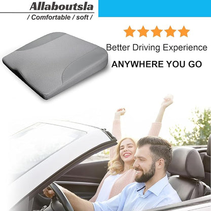 Car Seat Cushion, Car Seat Cushions for Driving with Comfort Memory Foam - Sciatica & Back Pain Relief, Suitable for Car, Truck, Office Chair (Gray)