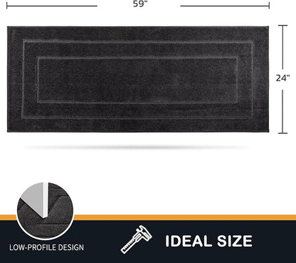 PURRUGS Dirt Trapping Door Mat 24" x 59", Non-Slip/Skid Machine Washable Entryway Rug, Dog Doormat, Super Absorbent Welcome Mat for Muddy Wet Shoes and Paws, Charcoal