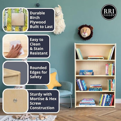 2 Shelf Montessori Horizontal Bookcase with Wheels (47" Width) |Bookshelf - Toy Storage Organizer, Arts, Crafts & Supplies Storage Unit for Home, Office, Classroom, Daycare