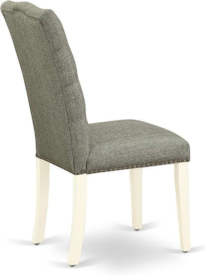 East West Furniture X027EL207-5 5 Piece Dining Room Furniture Set Includes a Rectangle Dining Table with X-Legs and 4 Gray Linen Fabric Upholstered Chairs, 40x72 Inch, Multi-Color