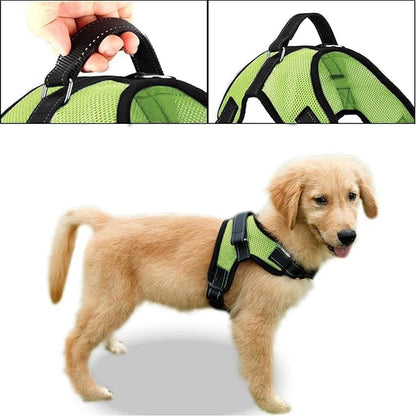 No Pull Reflective Adjustable Dog Harness With Handle- Comfortable Soft All Weather Mesh, Easy On Puppy Harness For Small Medium and Large Dogs (Green) XX-Small