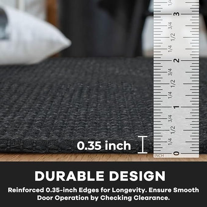 KOZYFLY Rugs for Entryway 3x5 ft Washable Area Rug Non Slip Rubber Backed Entry Rug Woven Indoor Door Mat Cotton Kitchen Rugs Floor Carpet for Entryway, Foyer, Backdoor, Black/Dark Grey