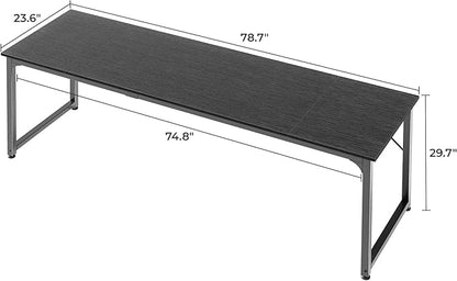 Huuger Computer Desk, 80 Inch Office Desk, Gaming Desk with Storage, Writing Desk Work Desk for Home Office, Study, Long Simple Desk, Large Legroom, Metal Frame, Black