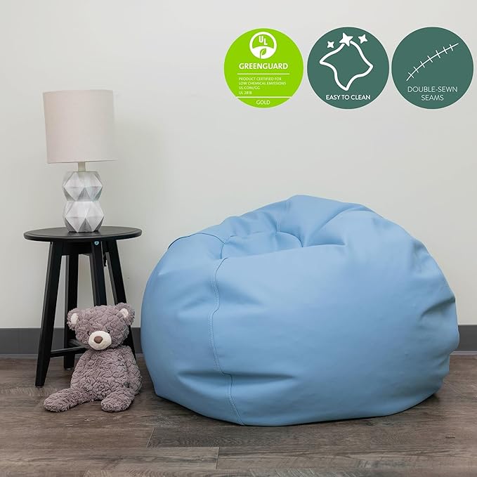 Children's Factory, CF610-076, 26" Go2 Bean Bag, Sky, Kids Flexible Seating for Reading Nook, Daycare, Playroom, Classroom, and Homeschool Furniture