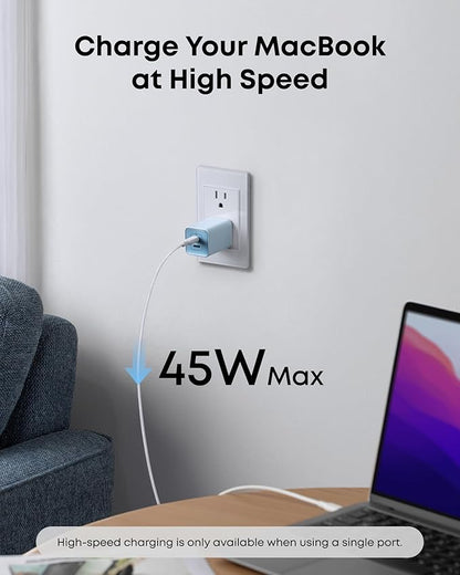 Anker Nano 47W USB C Charger, 2 Port Compact Foldable GaN Charger for iPhone 17 / 16, Galaxy, Pixel, Compatible with MagSafe (Black)