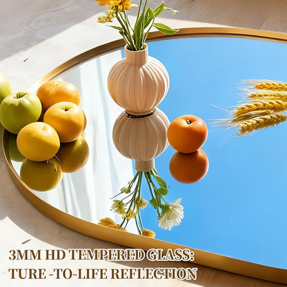 Oval Full Length Mirror, 55"×18" Wall-Mounted Mirror with Gold Frame, Ultra-Clear Explosion-Proof Dressing Mirror, Simple and Classic Deco for Cloakroom/Bedroom/Living Room
