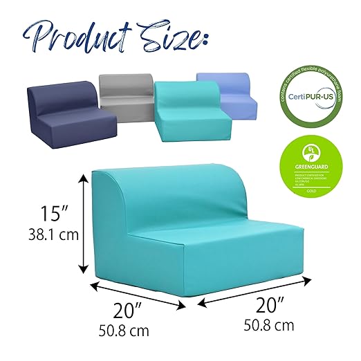Children's Factory Library Loungers, Flexible Seating Classroom Furniture, Comfy Kids Chairs, Tranquility, Set of 4