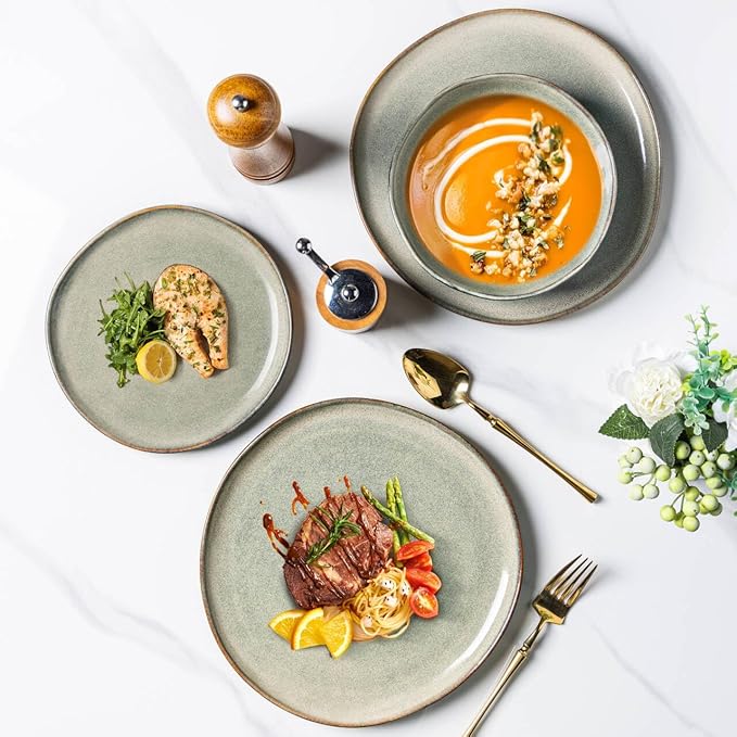 AmorArc Ceramic Plates Set of 6,8.5 Inch Handmade Reactive Glaze Stoneware Plates set for Dessert,Salad,Appetizer,Small Dinner Plates,Microwave & Dishwasher Safe,Scratch Resistant