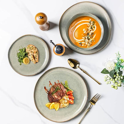 AmorArc Ceramic Plates Set of 6,8.5 Inch Handmade Reactive Glaze Stoneware Plates set for Dessert,Salad,Appetizer,Small Dinner Plates,Microwave & Dishwasher Safe,Scratch Resistant