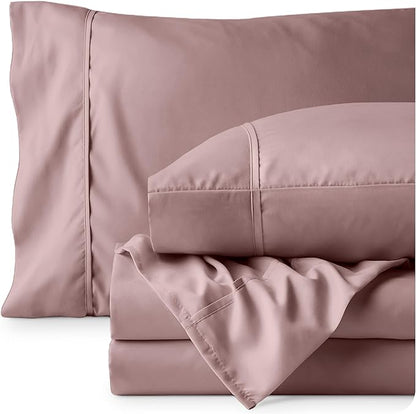 Bare Home California King Sheet Set - 1800 Ultra-Soft Microfiber Cal King Bed Sheets - Double Brushed - Deep Pockets - Easy Fit - 4 Piece Set - Bed Sheets (Cal King, Mauve)