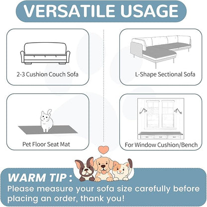 OTOB Couch Cover for Dogs Washable, Non Slip Plush Sofa Covers for 3 Cushion Couch, Fuzzy Pet Friendly Mat Bed Furniture Protector Sofa Slipcover, All Seasons (Gray, 27.6" x 70.9")