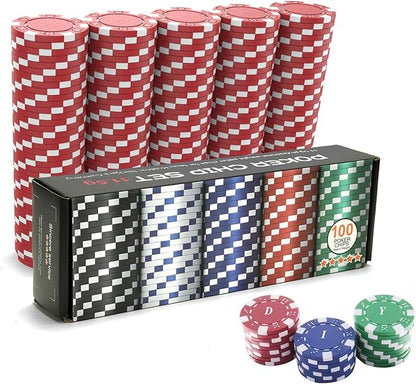 100PCS Red Poker Chips, Casino Poker Chips Set, 11.5 Gram Plastic Poker Chips Clay Blank Game Chips for Poker Card Games Texas Holdem Blackjack Gambling (Red)