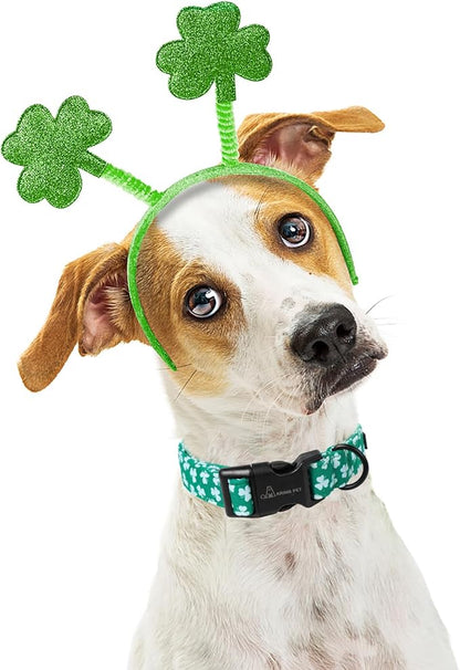 ARING PET St Patrick's Day Dog Collar, Cute Green Clovers Pet Collars with Quick Release Buckle for Puppy Small Medium Large Boy Girl Dogs-XS